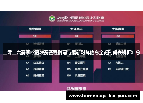 二零二六赛季欧冠联赛赛程指南与最新对阵信息全览时间表解析汇总